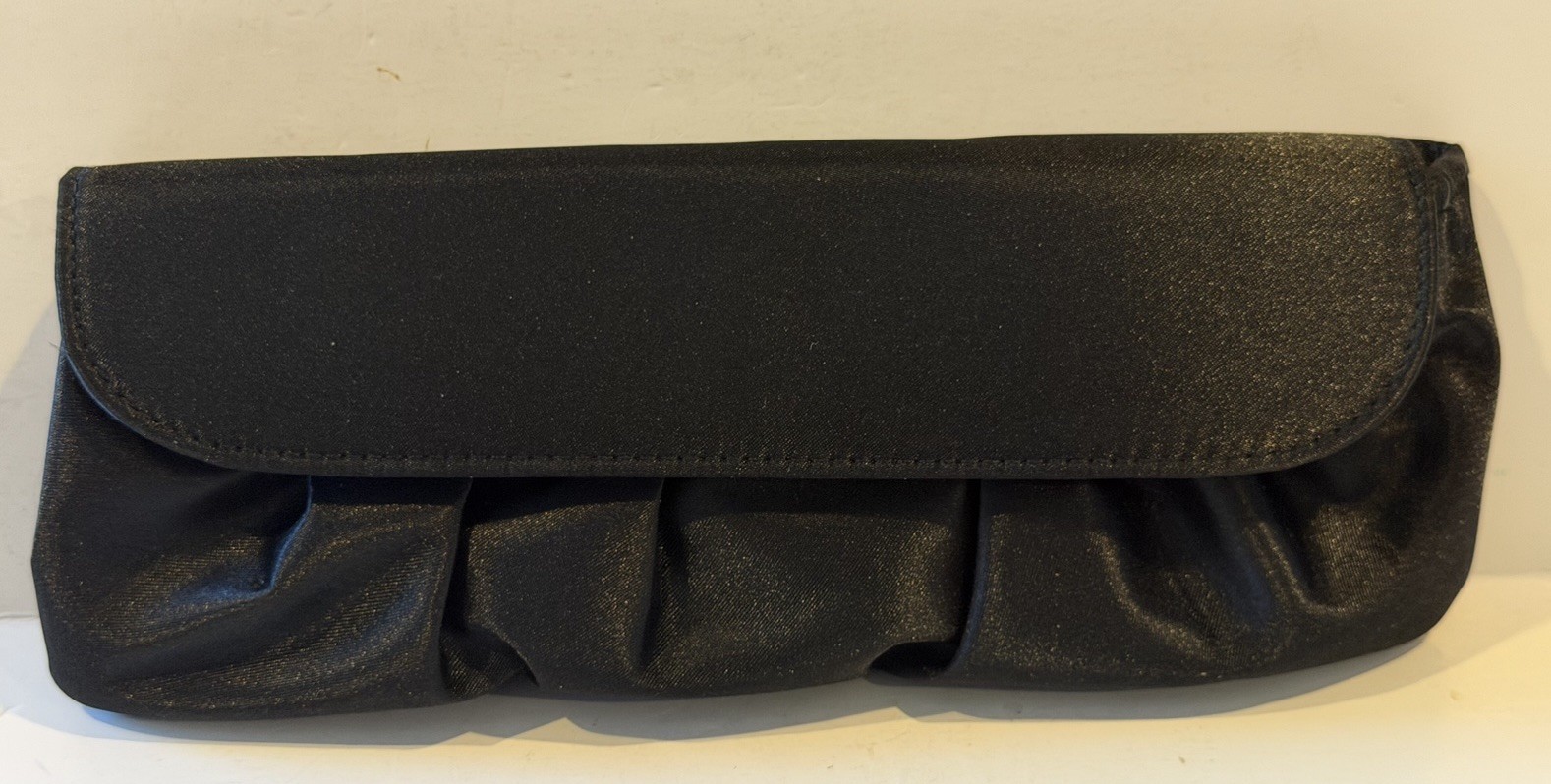 Danielle Steel Black Satin Evening Bag Clutch Inside Pocket NEW