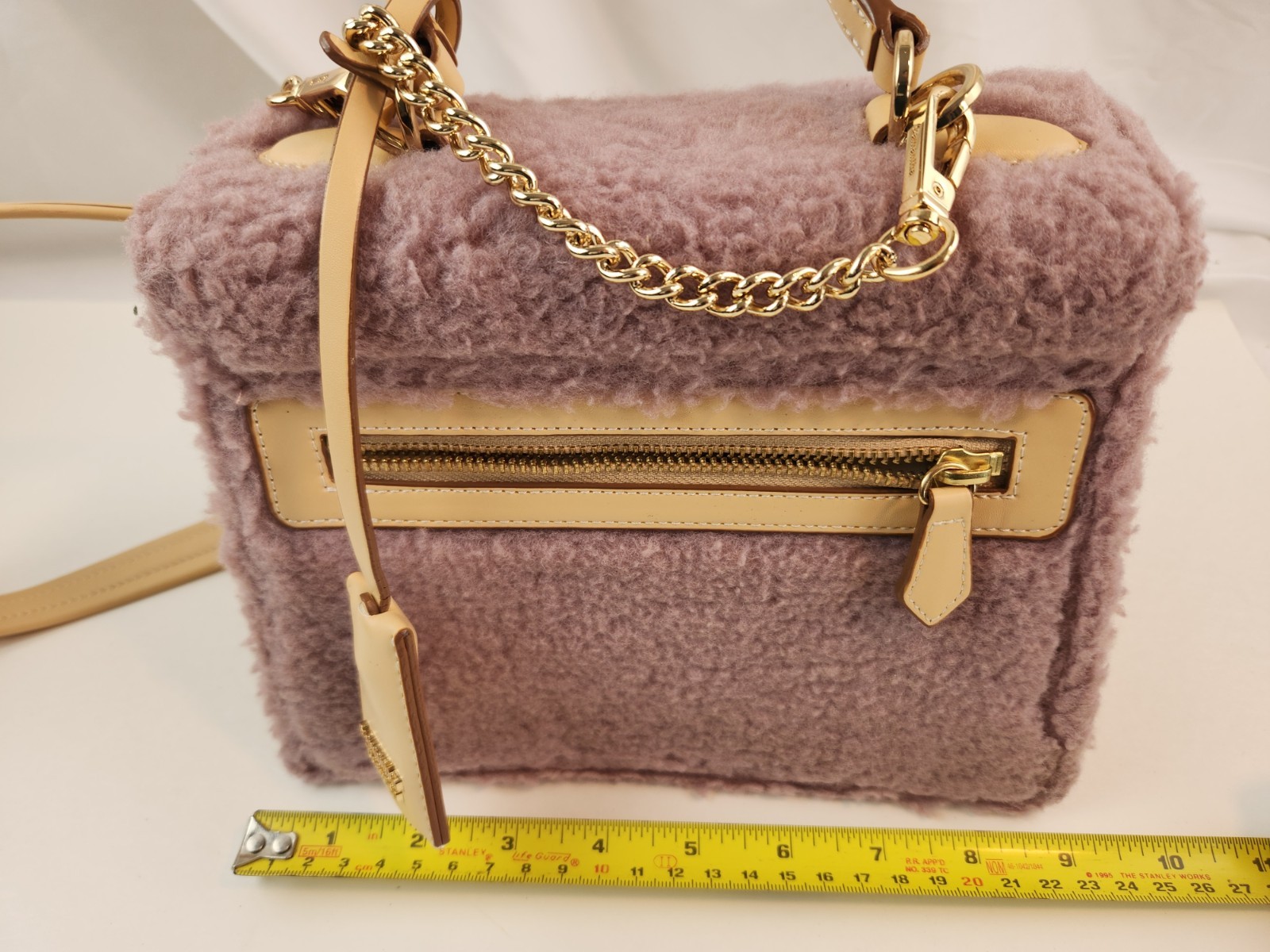 Authentic Samantha Thavasa Faux Fur Satchel Bag Hand Shoulder Crossbody Chain ST