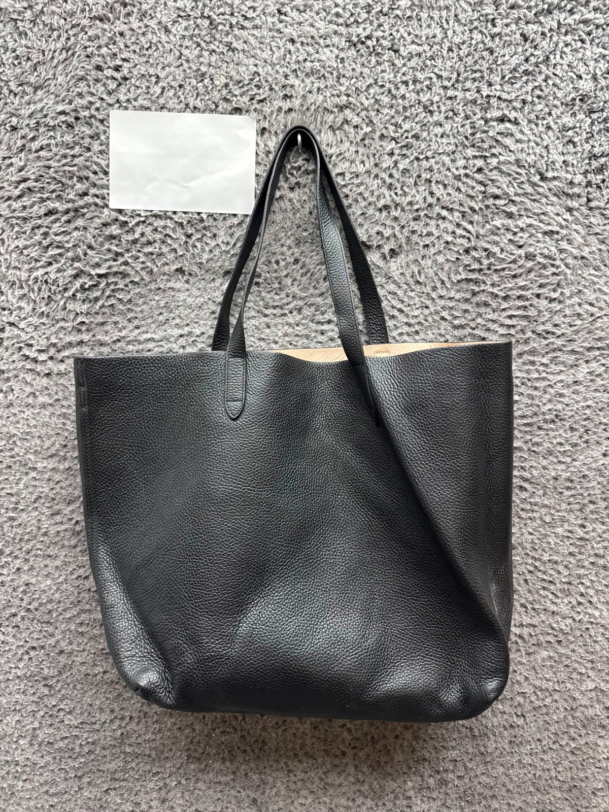 Cuyana Women’s Pebbled Leather Unlined Classic Easy Tote Bag Black Large