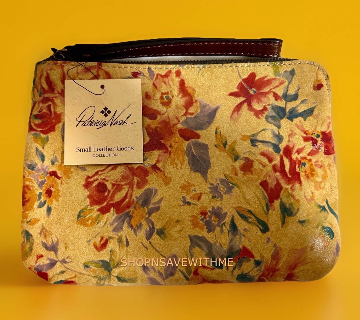 Patricia Nash Cassini Aegean Blooms Floral Leather Clutch Wristlet NWT
