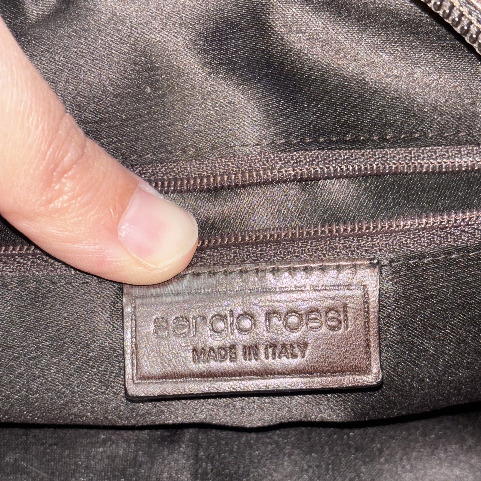 Sergio Rossi Brown Leather Hard Handle Bag Purse