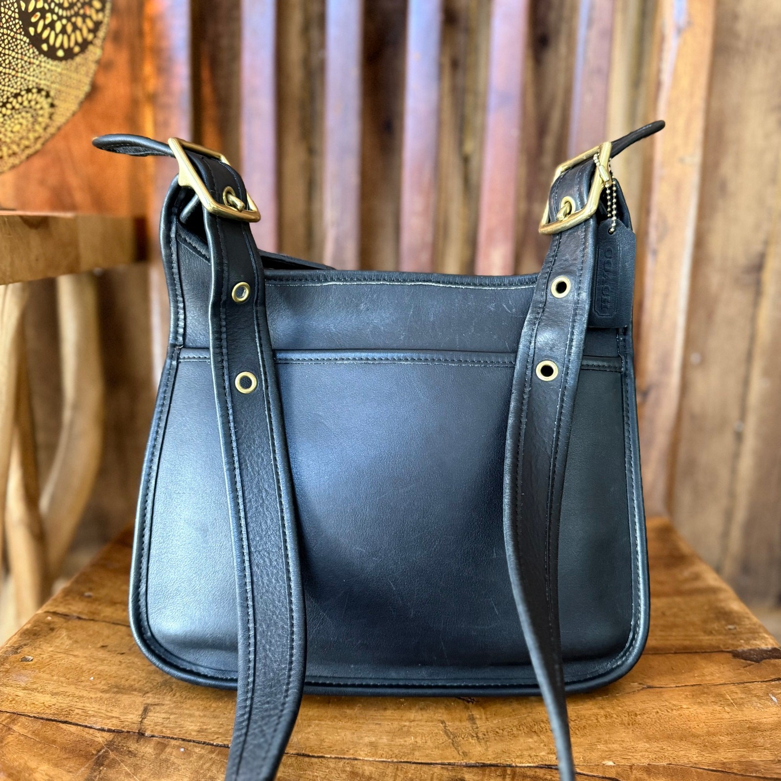 Vintage 1998 Coach Legacy Zip Shoulder Bag 9966 Black Glove Tanned Leather USA