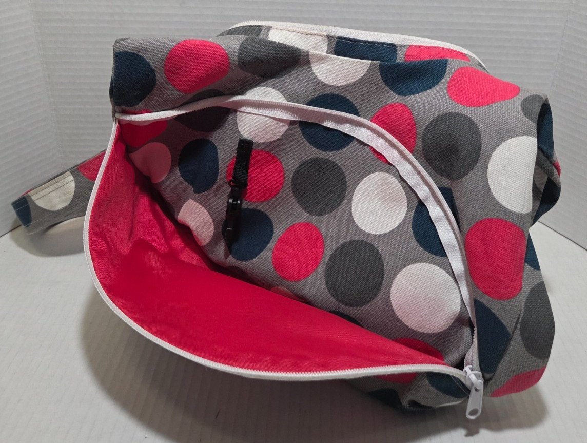 Kava Sydney Satchel “Got Dots”. Cotton Canvas in Hobo Style, 9 x 13 x 2 inches