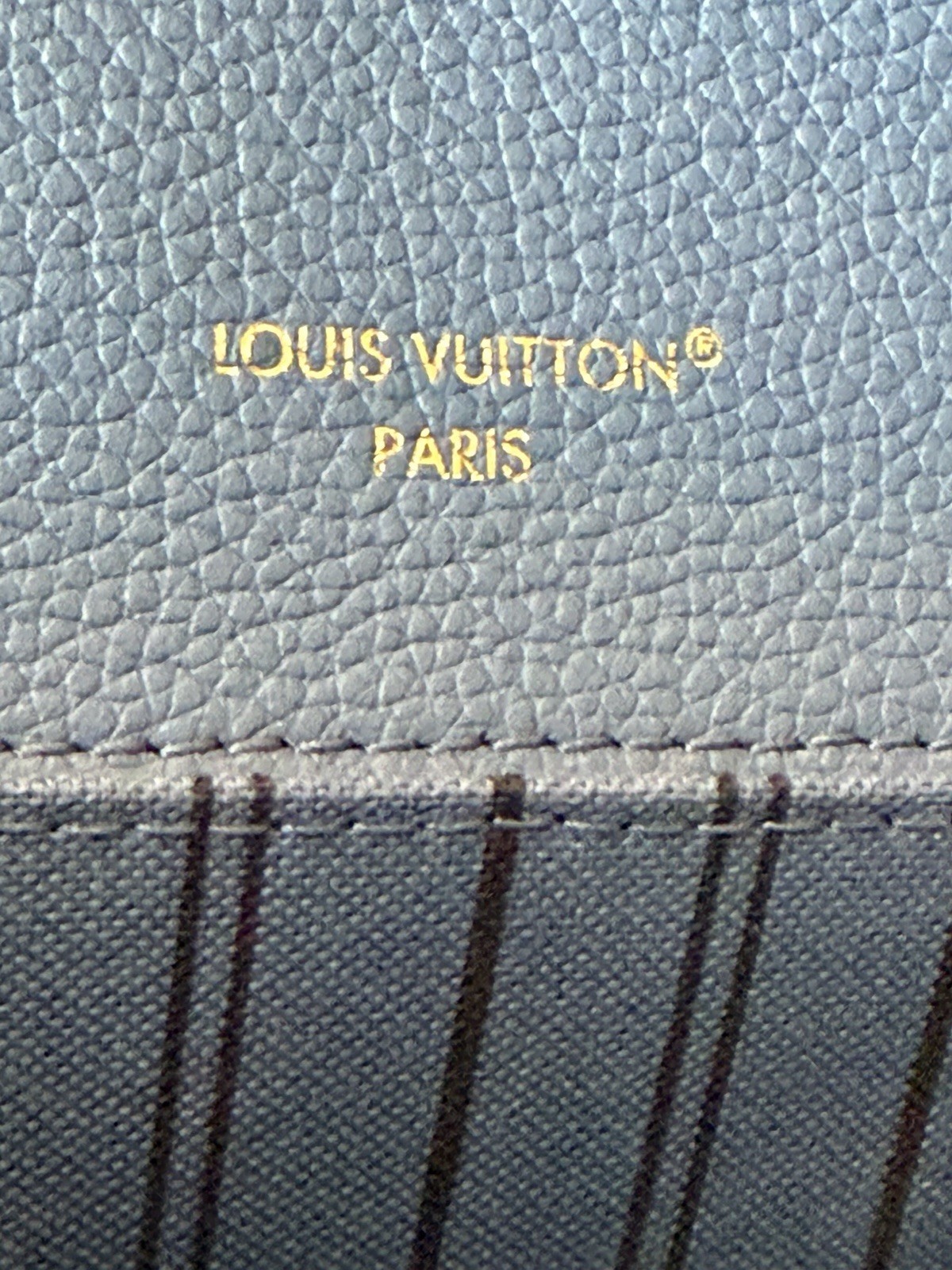 Louis Vuitton Blue Empreinte Monogram Crossbody w/ Detachable Strap, Gold
