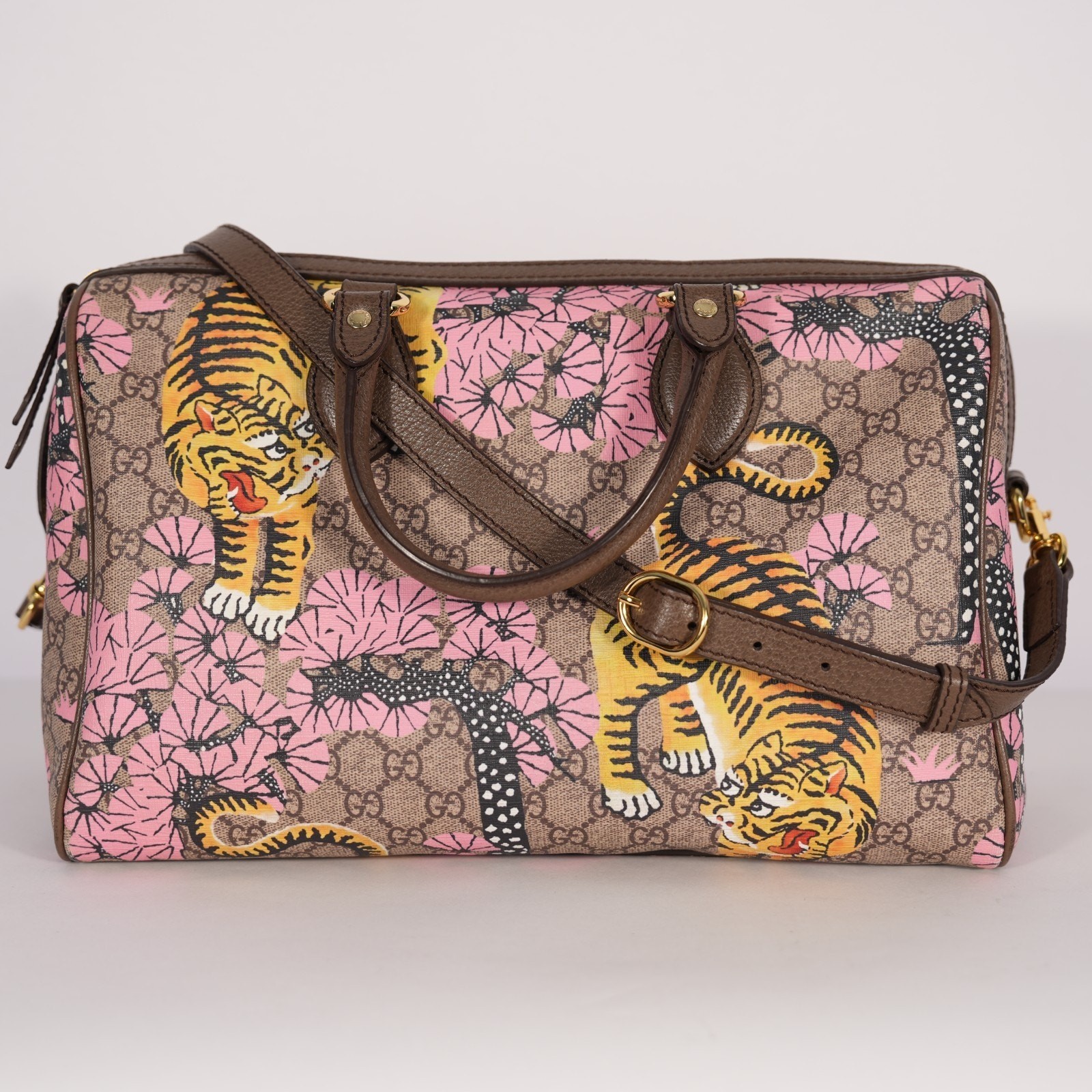 Gucci GG Supreme Monogram Bengal Medium Boston Beige Pink