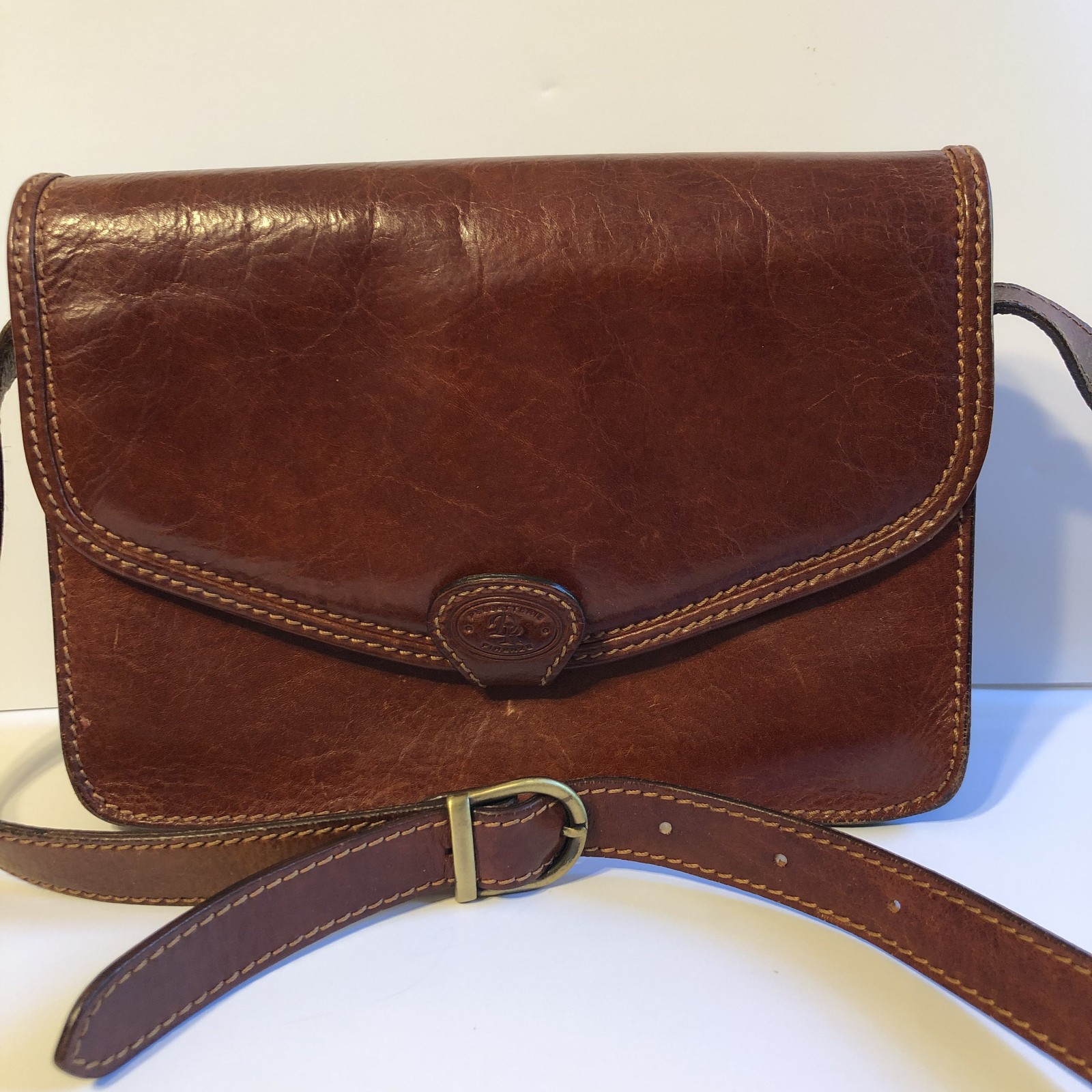 Pelletterie Firenze Leather Cross Body Bag, 10.5″ x 7.75″ x 5″, made in Italy