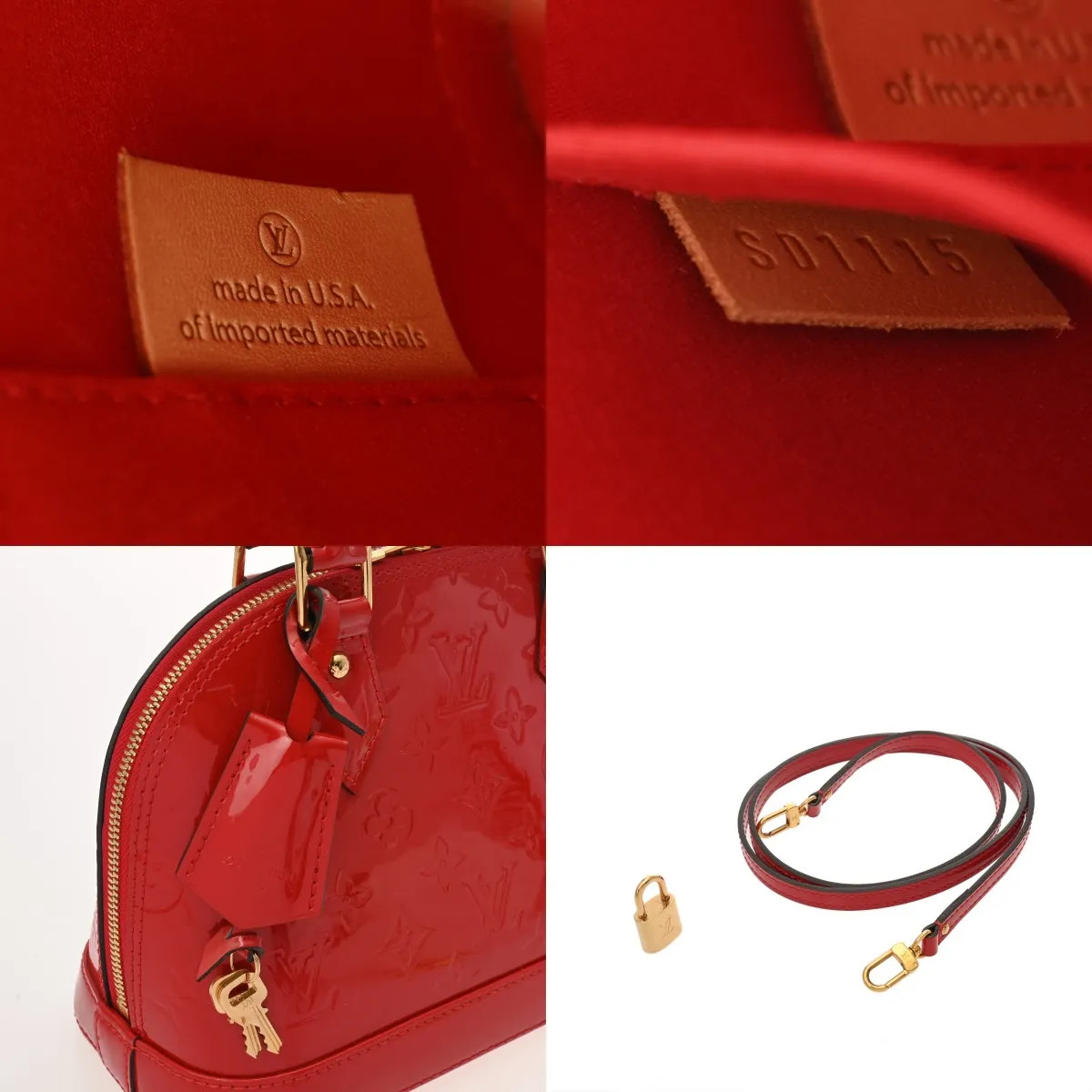 Louis Vuitton Alma BB M90174 Handbag Vernis Red #WB2664