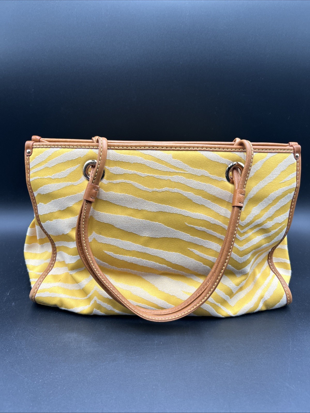Antonio Melani Animal Print Yellow Zebra Tote Bag