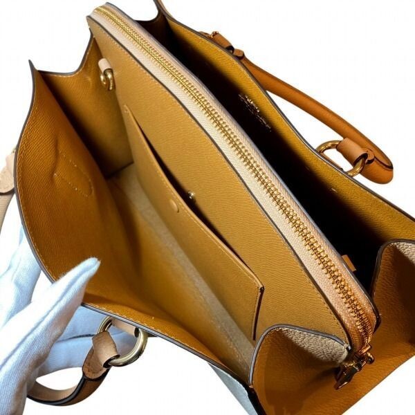 Coach Channing Carryall 76089 2Way Leather White Beige Bag Auth From Japan