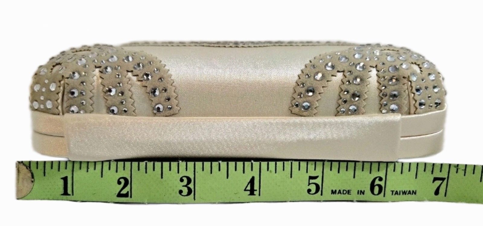 Badgley Mischka Ivory Satin Rhinestone Bridal Wedding Evening Box Clutch