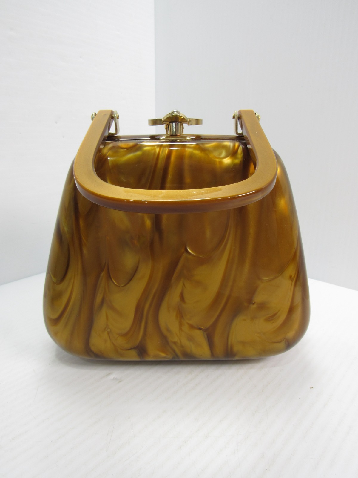Walborg Marbled Amber Lucite Handbag