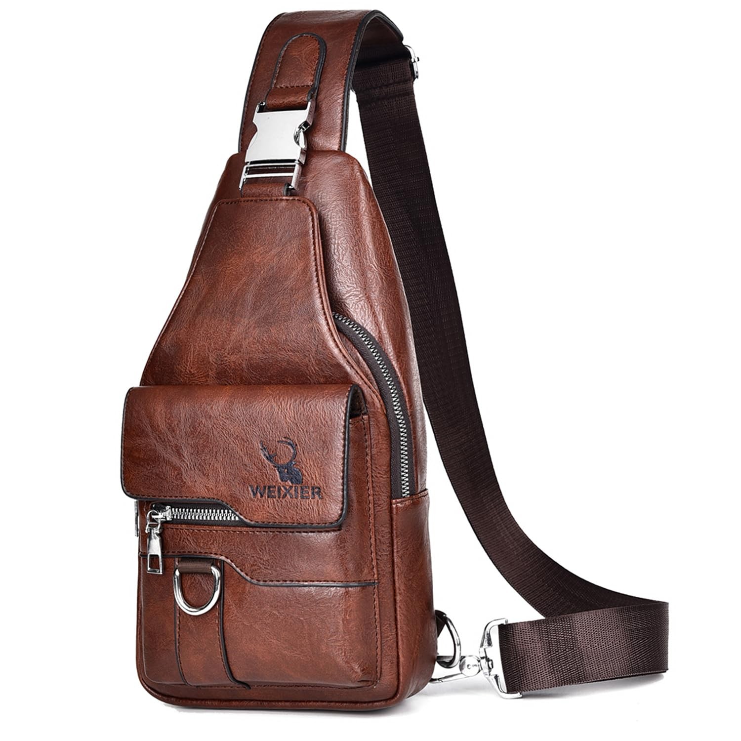 Sling Bag for Men Crossbody Chest Bag,PU leather Over the Shoulder Purse Casu…