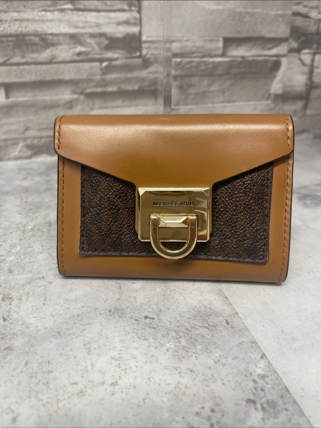 Michael Kors Manhattan Backpack Satchel & Matching Wallet Brown MK Logo
