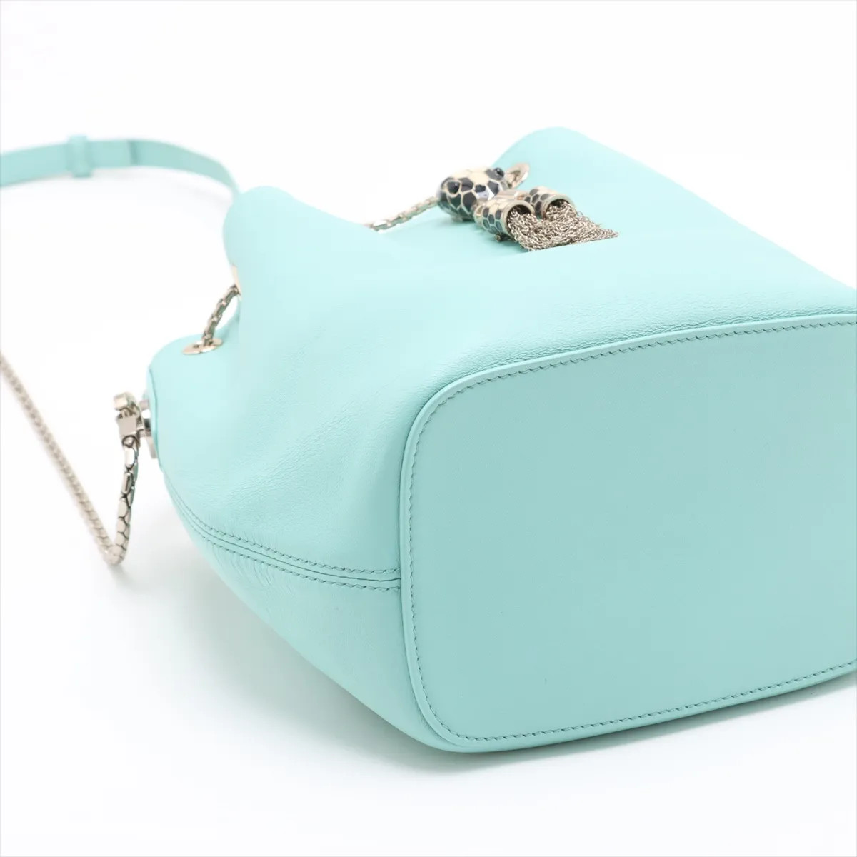 Bvlgari Serpenti Leather 2 Way Shoulder Bag Blue