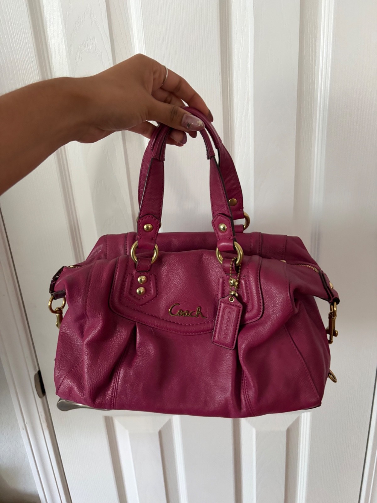 Used Vintage Raspberry Coach Madison Sophia Satchel