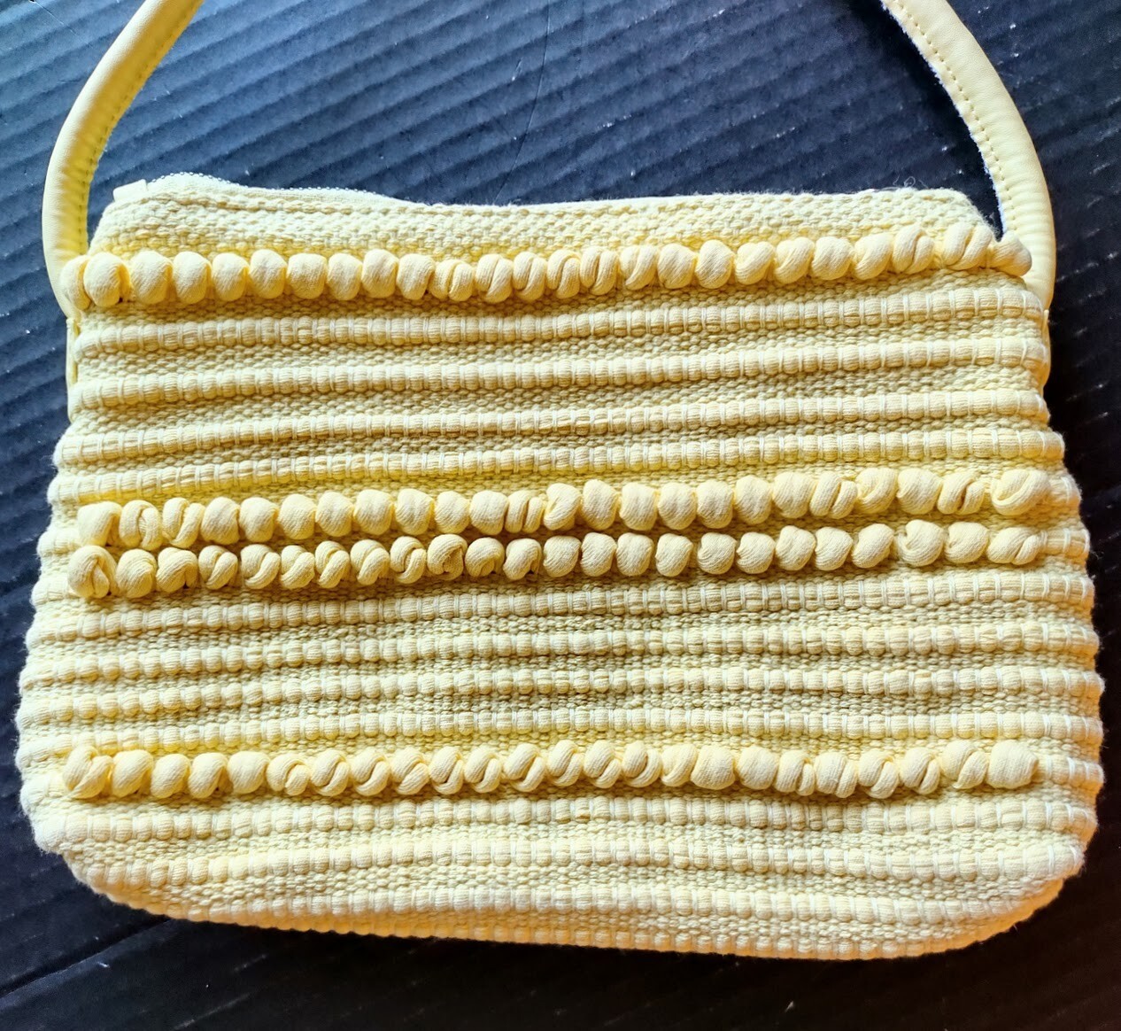 H&M Textured Cotton Weave Yellow Crossbody Handbag Purse 11″ x 8″
