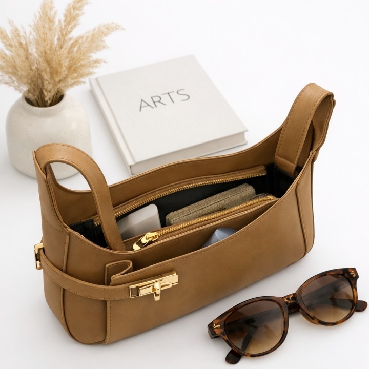 Women PU Leather Half Moon Shoulder Bag Minimalist Underarm Purse Casual Handbag