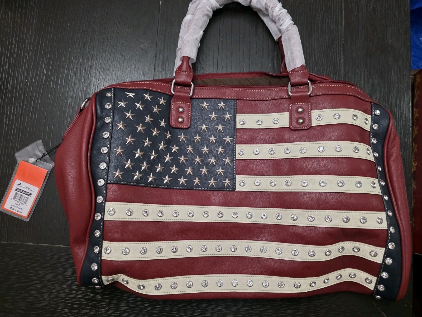 Montana West American Flag Satchel Studded Rhinestone Tote Bag