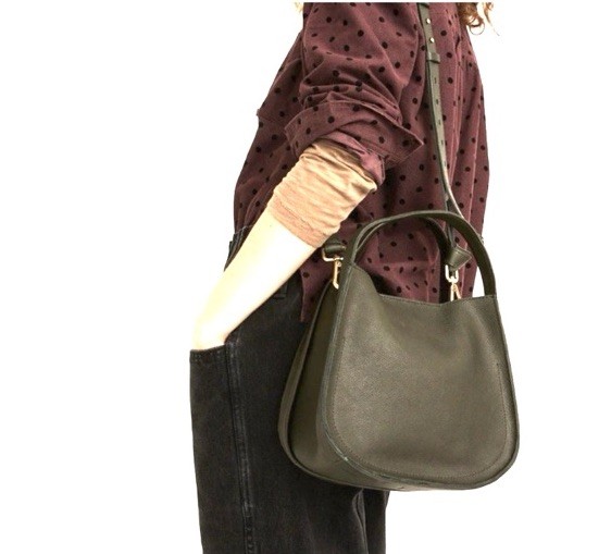 Madewell Olive Green Leather The Sydney Crossbody Bag