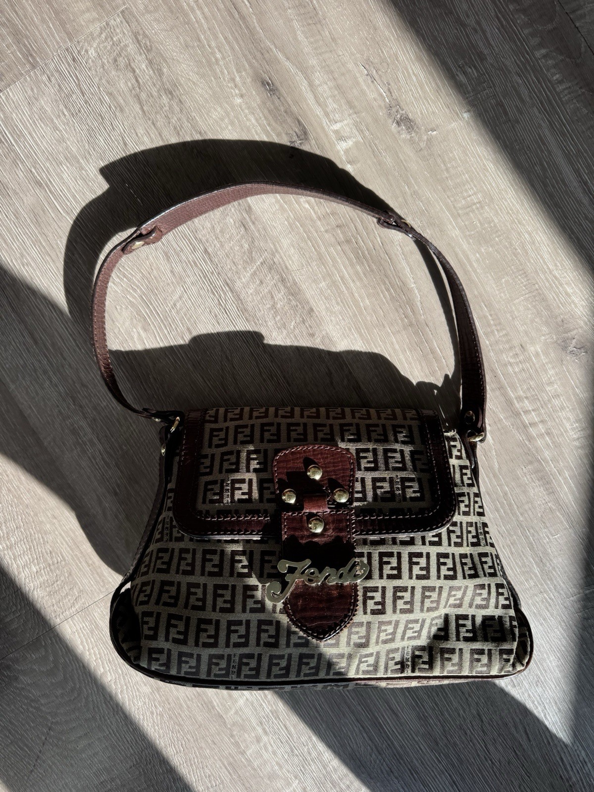 Vintage Fendi Zucchino Canvas Mamma Baguette shoulder bag