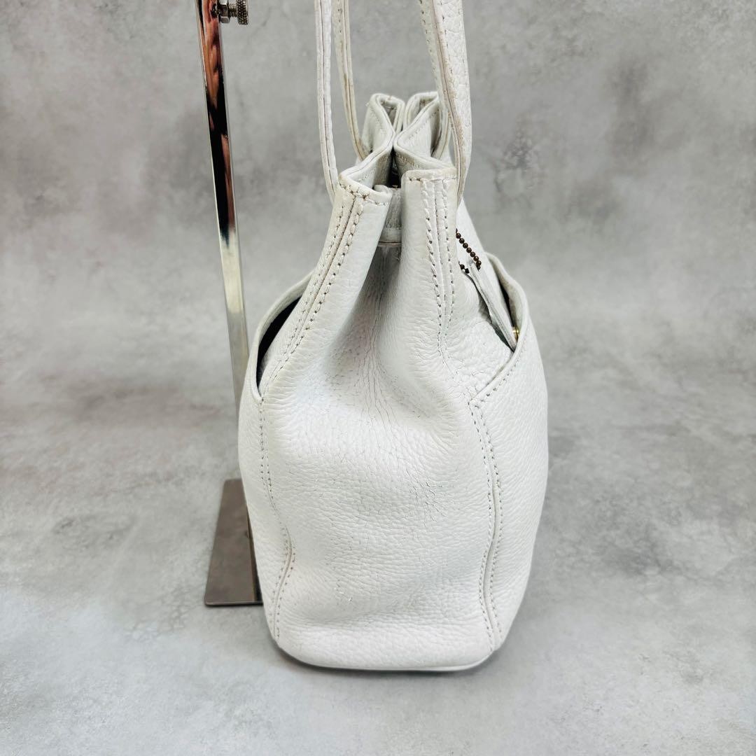 Authentic COACH Old Coach Shoulder Bag 2Way Leather White 26cm x 21cm x 11.5cm