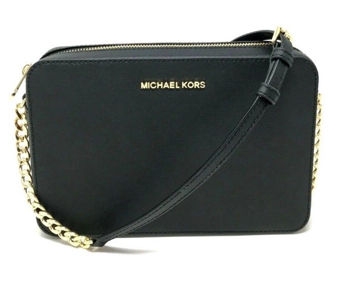 MICHAEL KORS JET SET ITEM EAST WEST SHOULDER CROSSBODY BAG BLACK/GOLD
