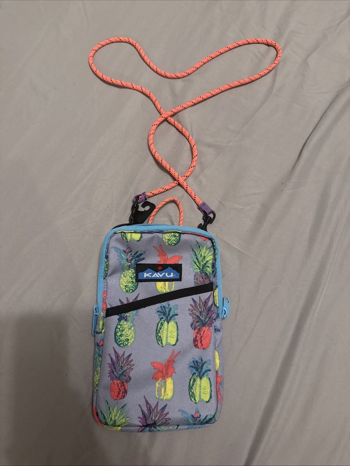 Kavu Crossbody Phone Wallet Travel Organizer Purse Pineapple
