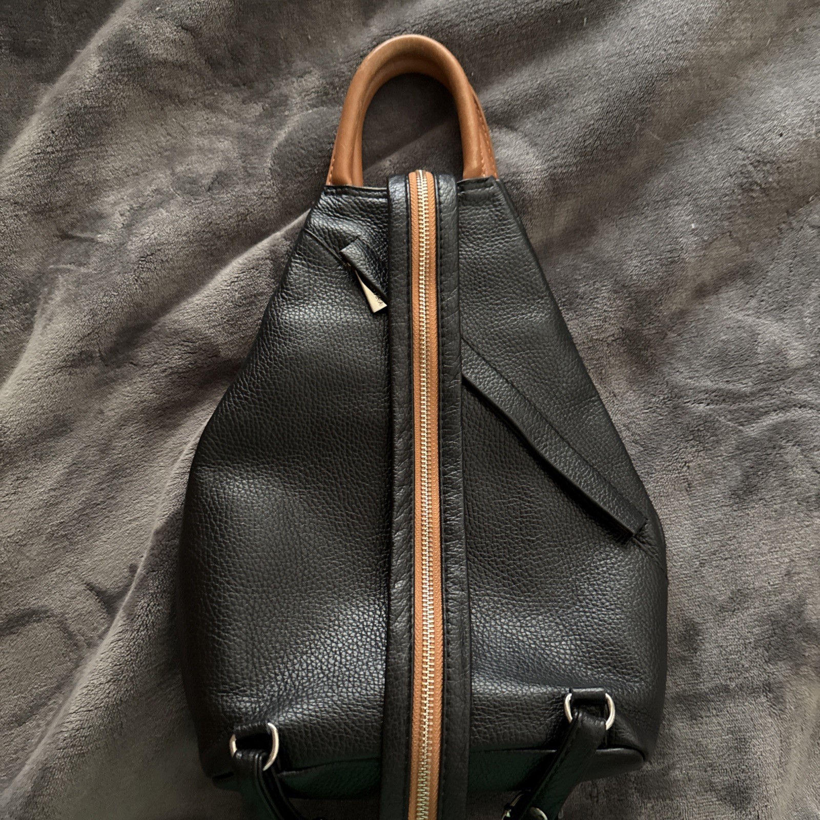 Valentina Tradizione Italiana Handbag/Backpack Black With Brown Trim