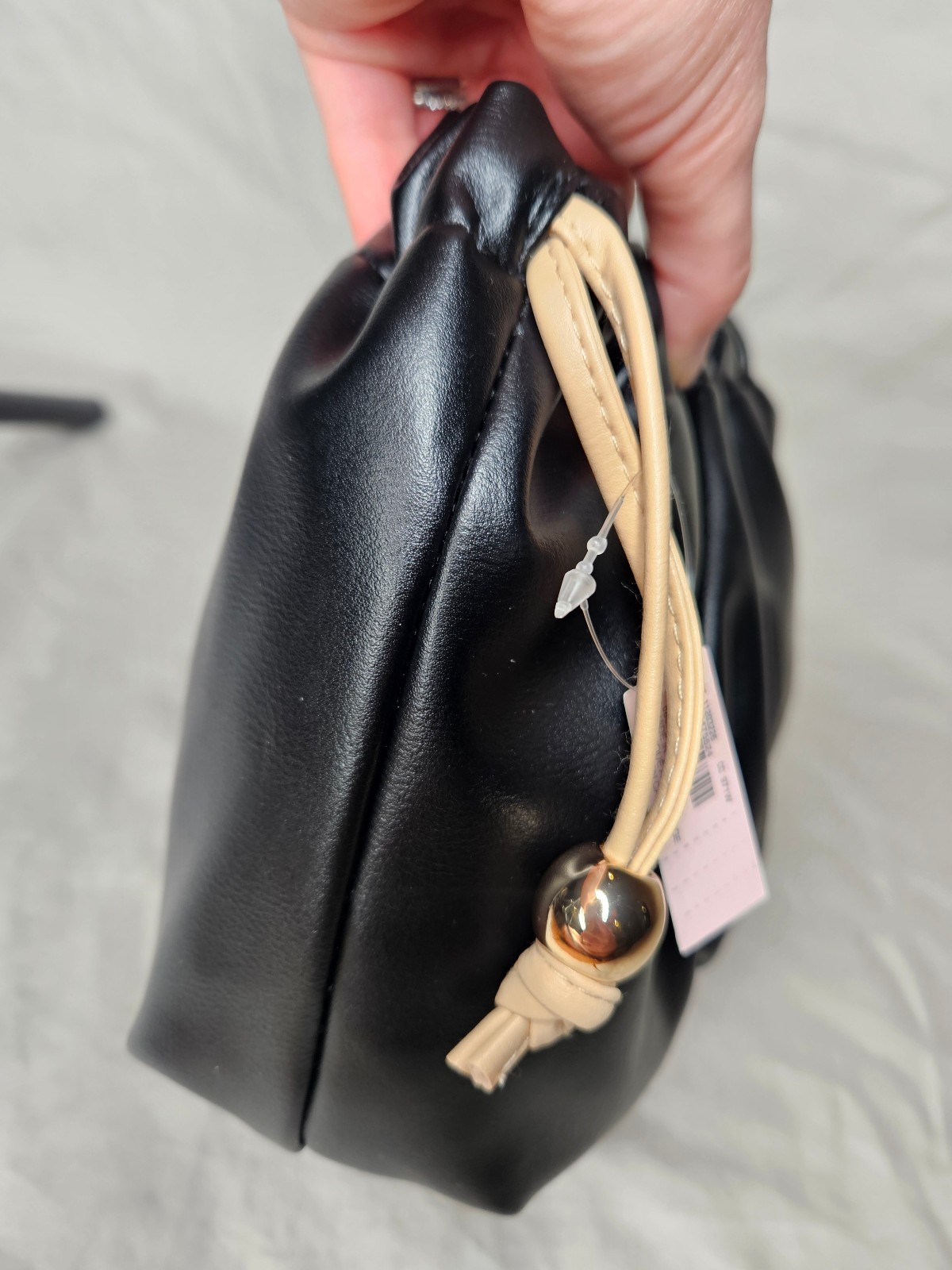 Victorias Secret Cinch Top Pouch Black Gold Makeup Travel Bag Clutch Purse NEW