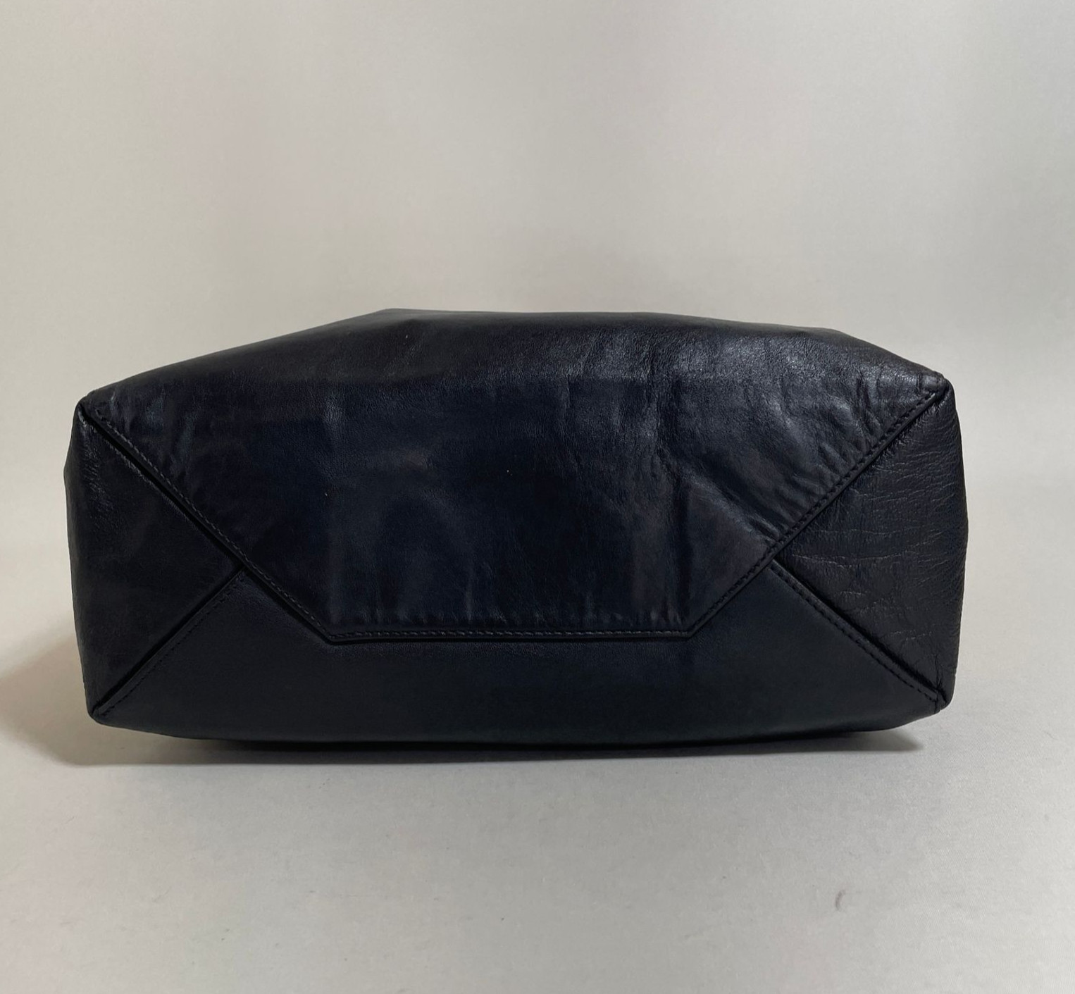 CELINE Horizontal Cabas Tote Bag Black Light Pink Bicolor Leather Authentic