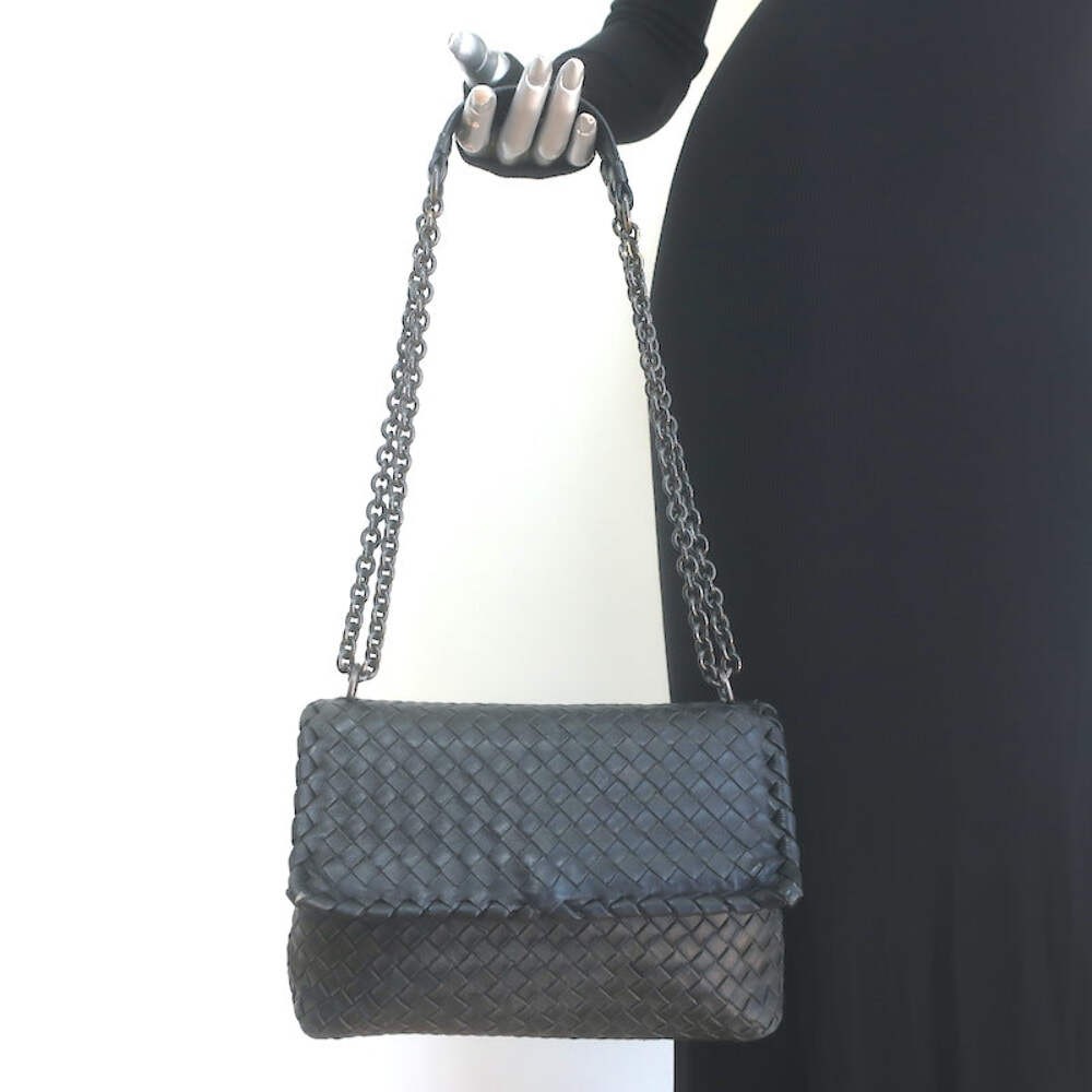 Bottega Veneta Olimpia Small Shoulder Bag Black Intrecciato Leather Crossbody