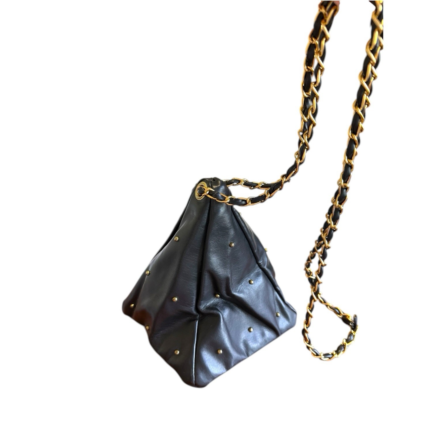 Vintage Goth Pleather Studded Trianglular Wrapped Chain Crossbody Purse Bag Rare