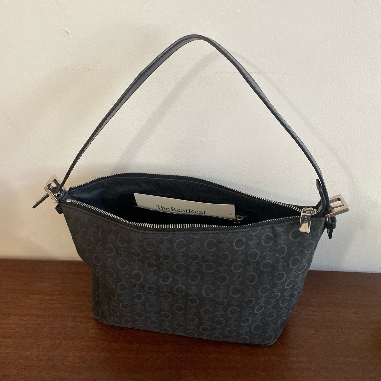 Celine Paris Macadam hand Bag Hand Logo Canvas Leather Triomphe Design