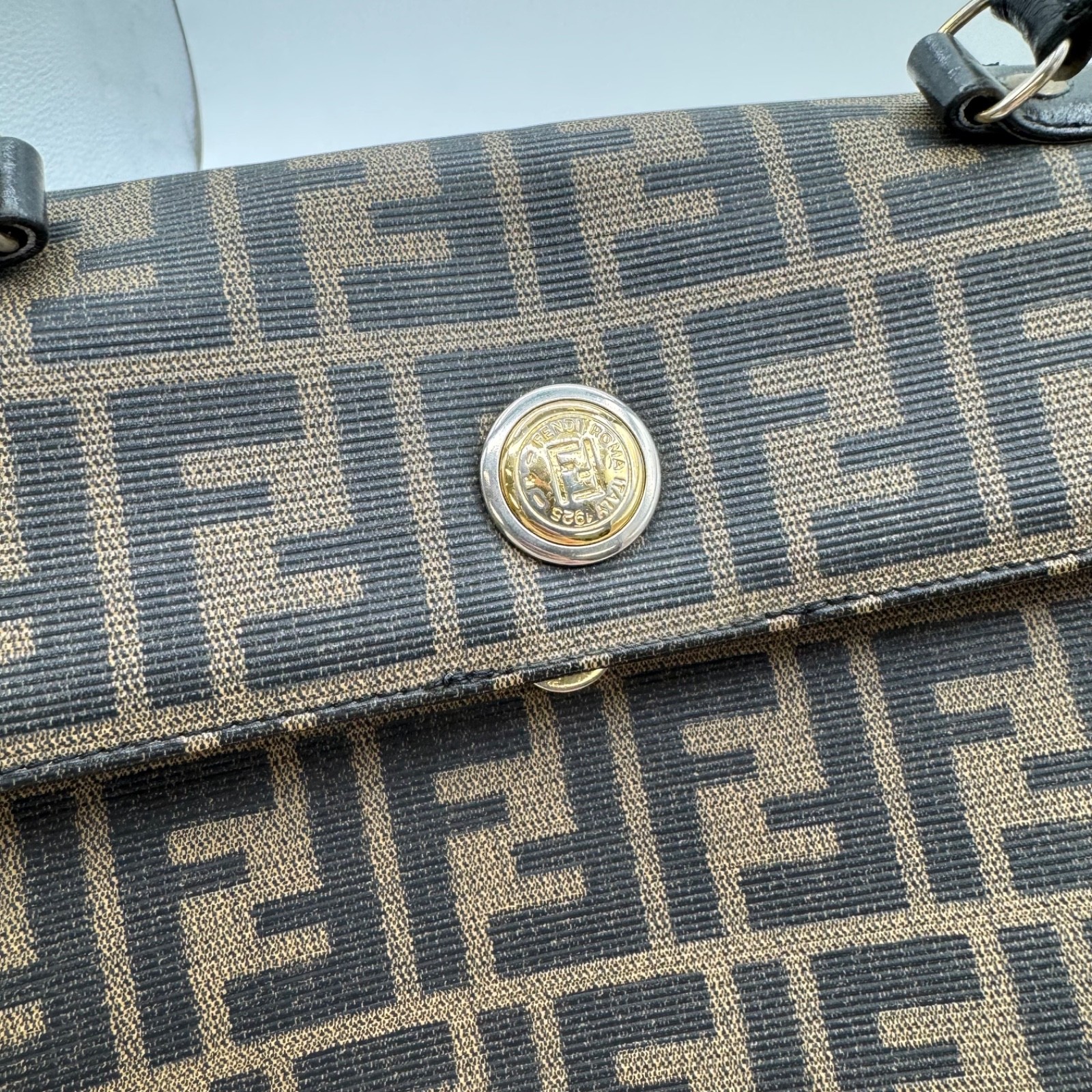 Vtg Fendi Satchel FF Monogram Zucca Coated Canvas 90’s Retro Designer Classic
