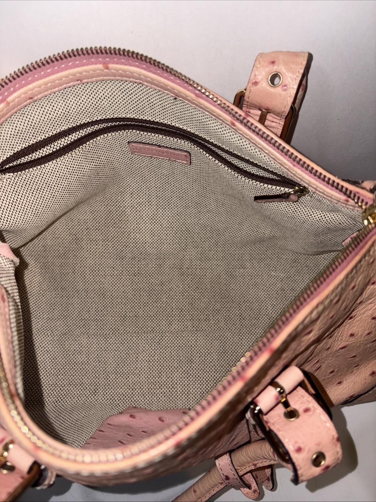 Vintage Dooney and Bourke Ostrich Shoulder Bag Pink 8x15in