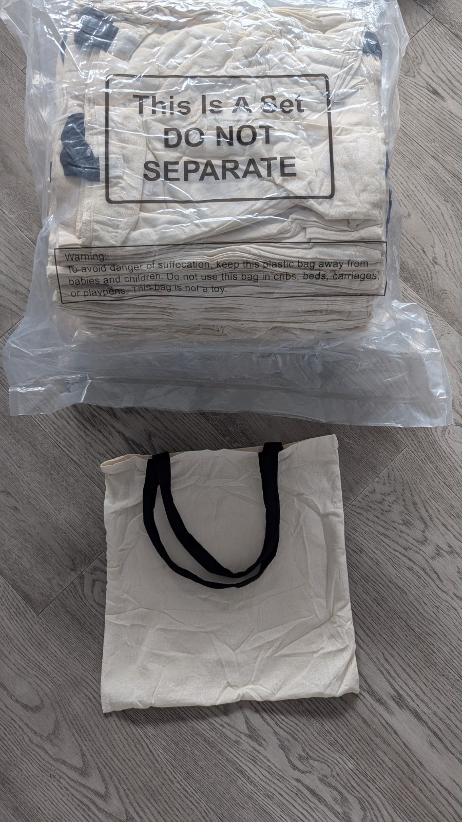 100% Canvas Cotton Tote Bag 60 Pieces Bulk 15 x 16 Inch Blank with Black Handle