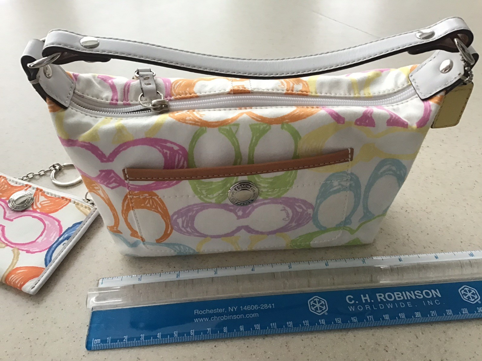Coach Hamptons Weekend Scribble Top Handle Mini Bag Colorful with Change Purse