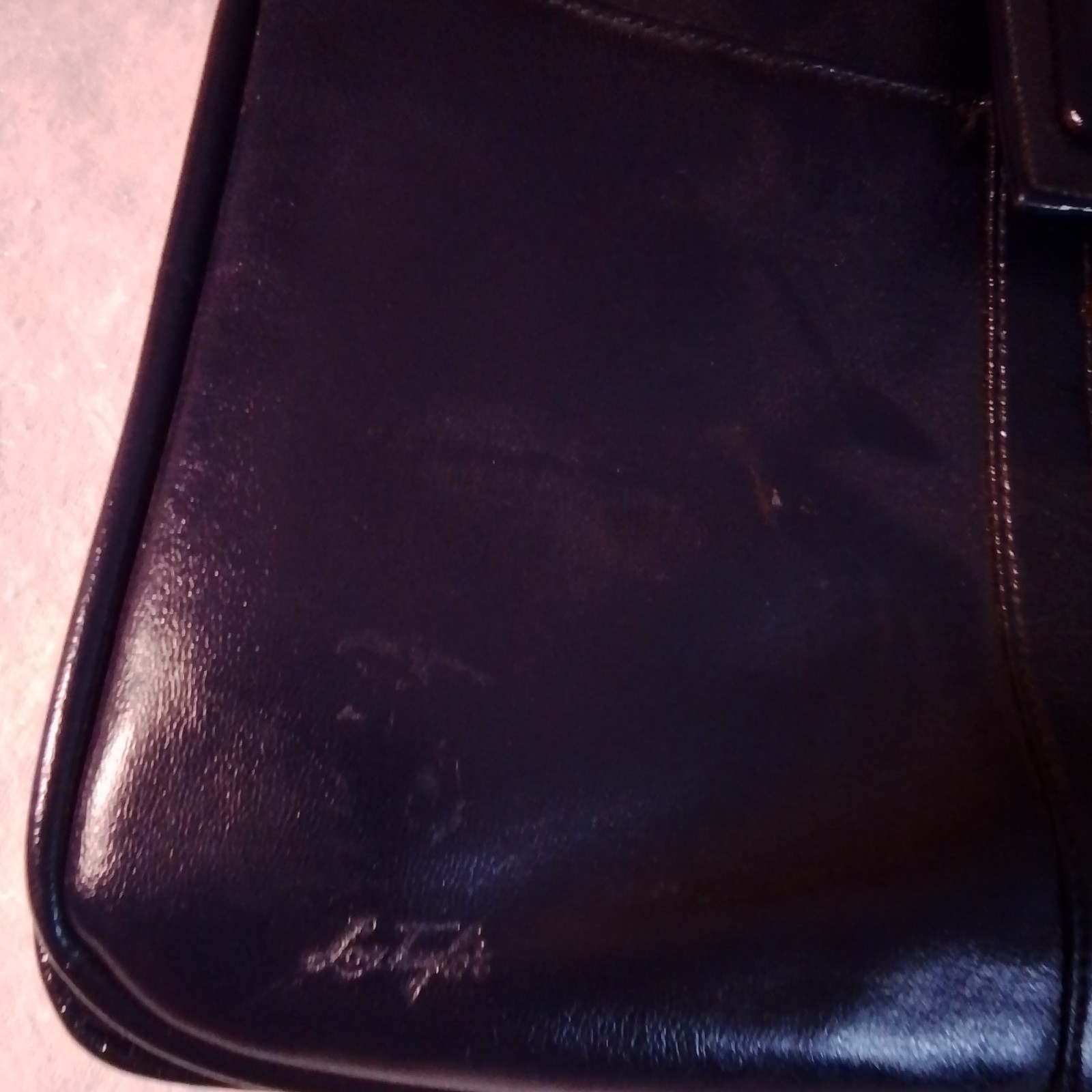 Enzo Angiolini Black Shoulder Bag Push Lock Red Lining Mirror Gold Hardware