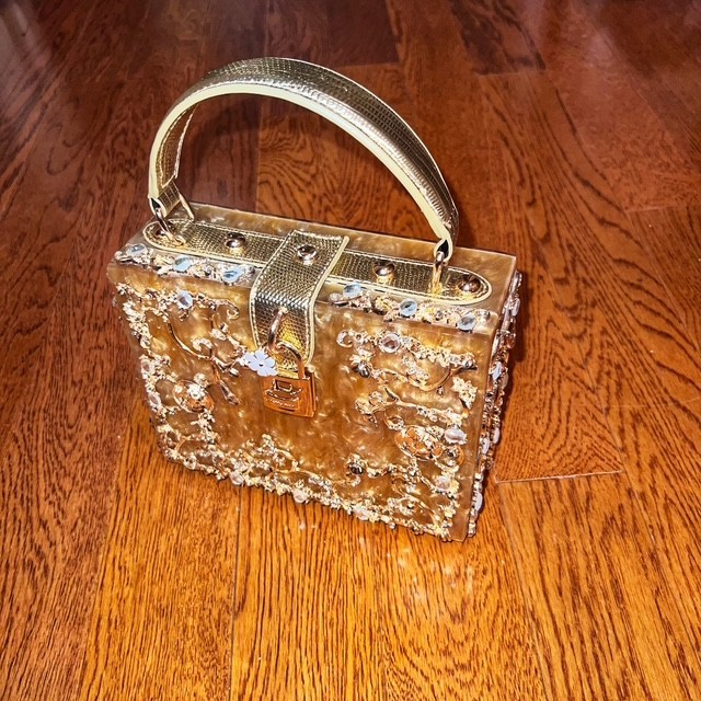 Verano Hill Silver With Gold crystal-embellished evening clutch bag