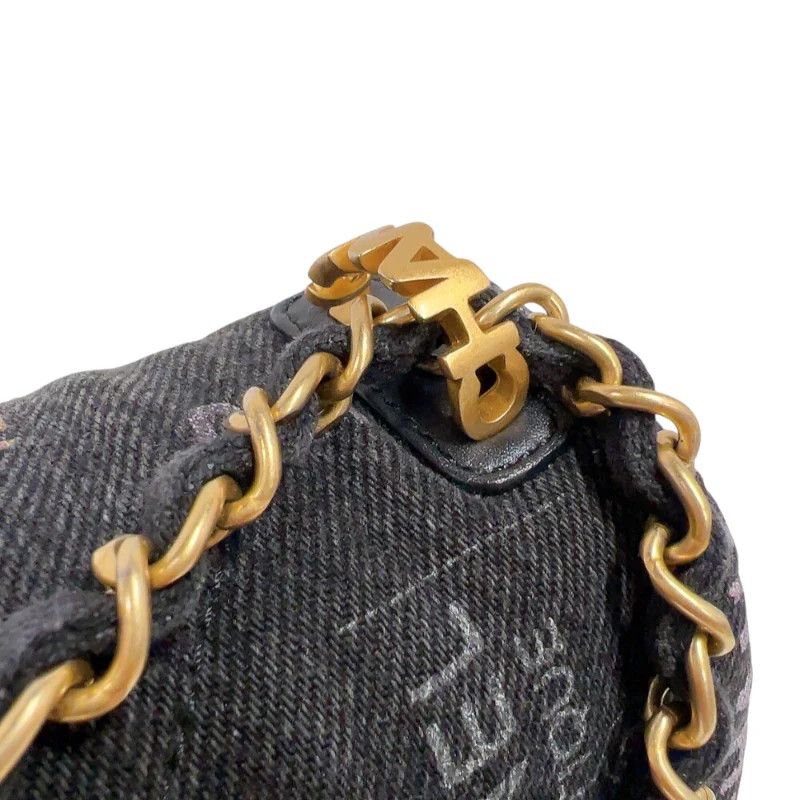 CHANEL Denim Small Flap Bag Black Denim Shoulder Bag AS3134 #OKB1310
