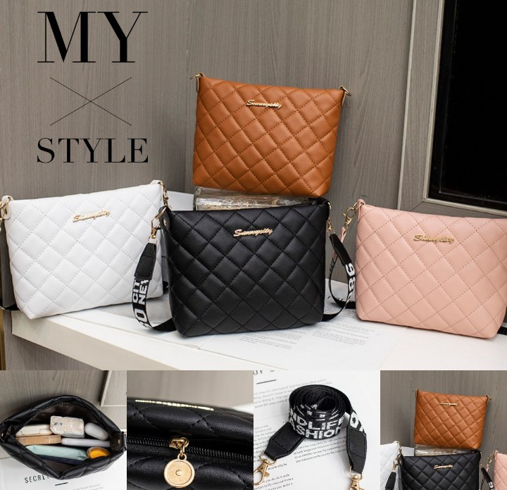 Women PU Leather Bucket Bag Diamond Grid Shoulder Crossbody Handbag Casual Fashi