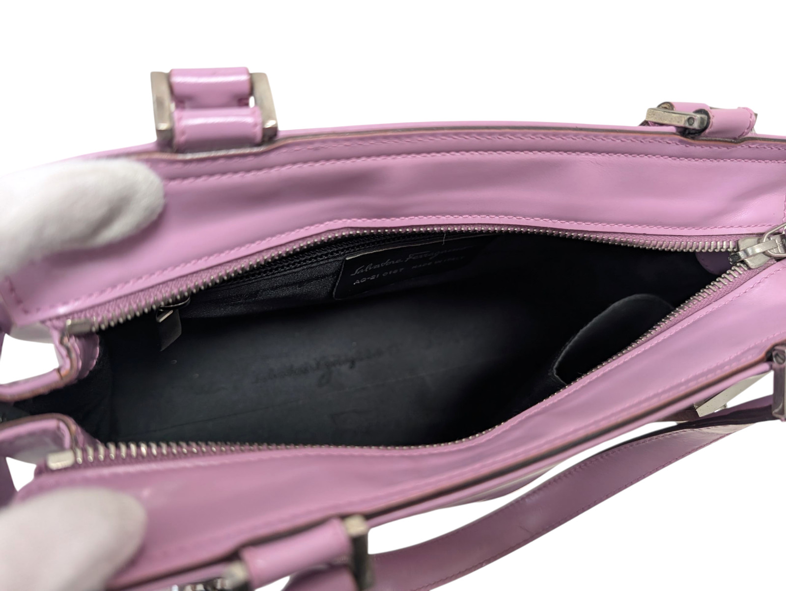 Salvatore Ferragamo Gancini Shoulder Hand Bag Leather Light purple