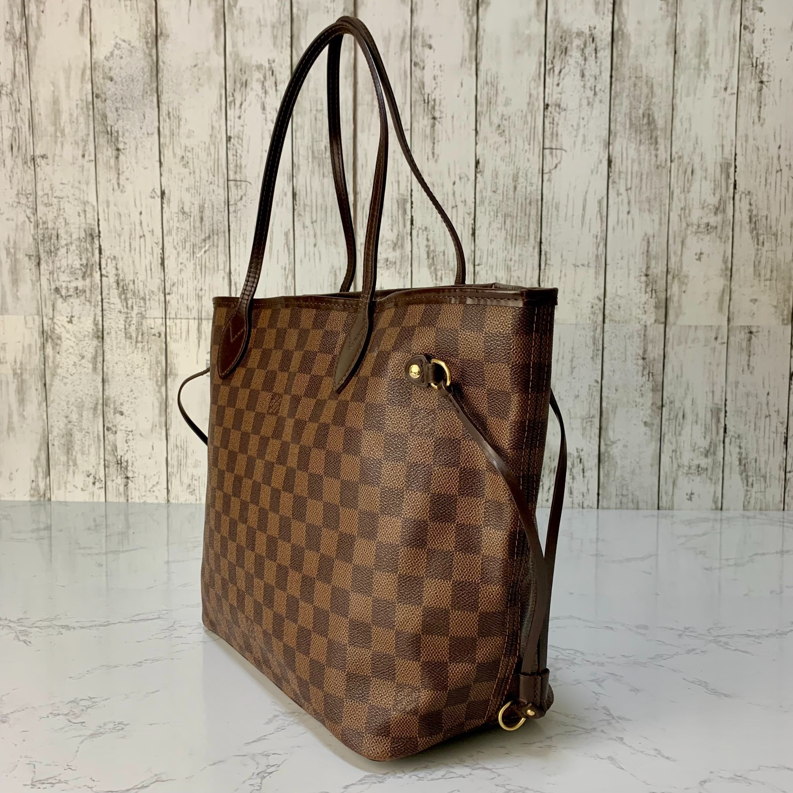 LOUIS VUITTON Neverfull MM Damier shoulder Tote Bag Brown Auth【Condition:Good】