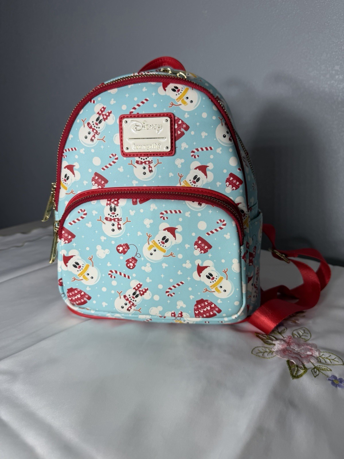 Loungefly Disney Mini Backpack Christmas Snowman Mickey & Minnie
