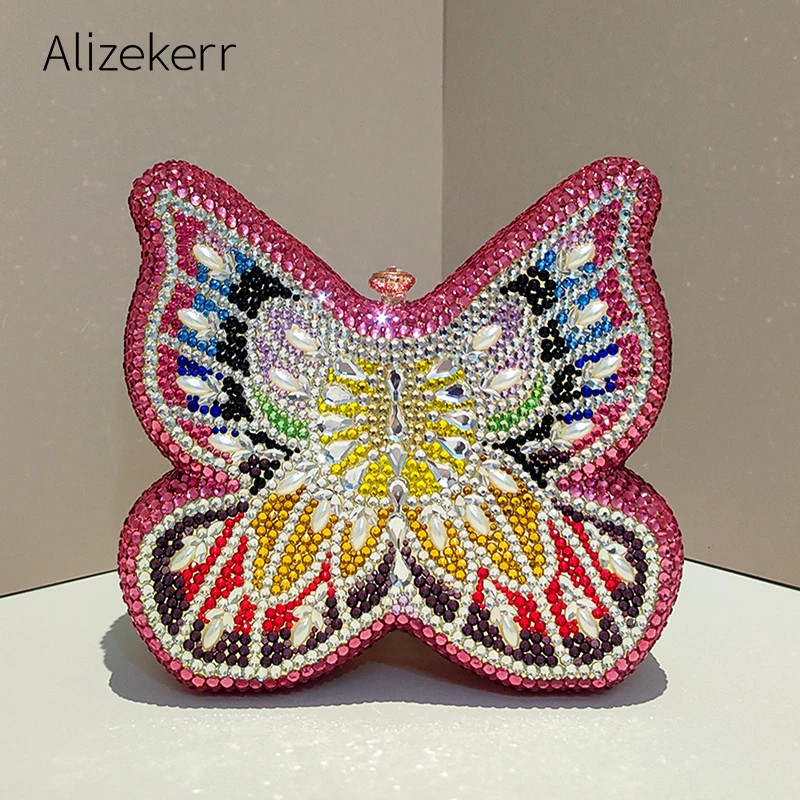 Butterfly Shaped Crystal Evening Bags Women 2026 Boutique Rhinestone Metallic Cl