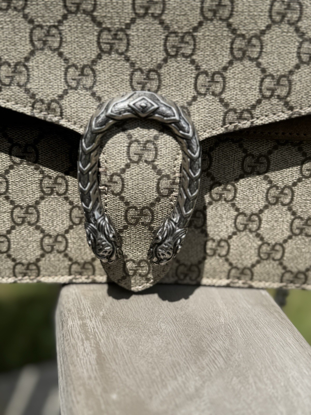 Authentic Gucci Dionysus GG Supreme Medium Shoulder Bag Silver Chain