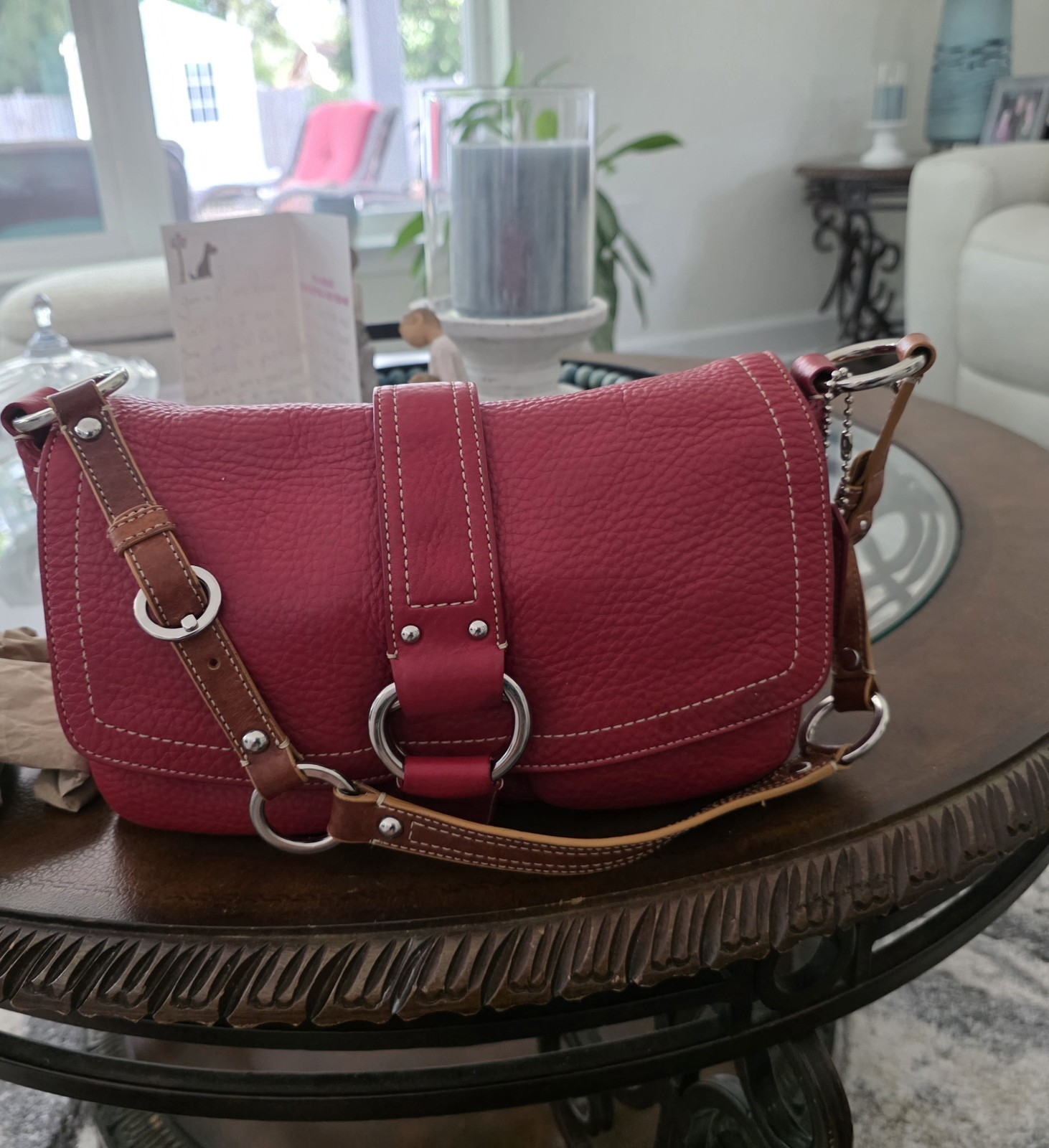 Coach Chelsea Red Leather Hobo Bag Buckle Y2K Vintage 8A41 Gorgeous