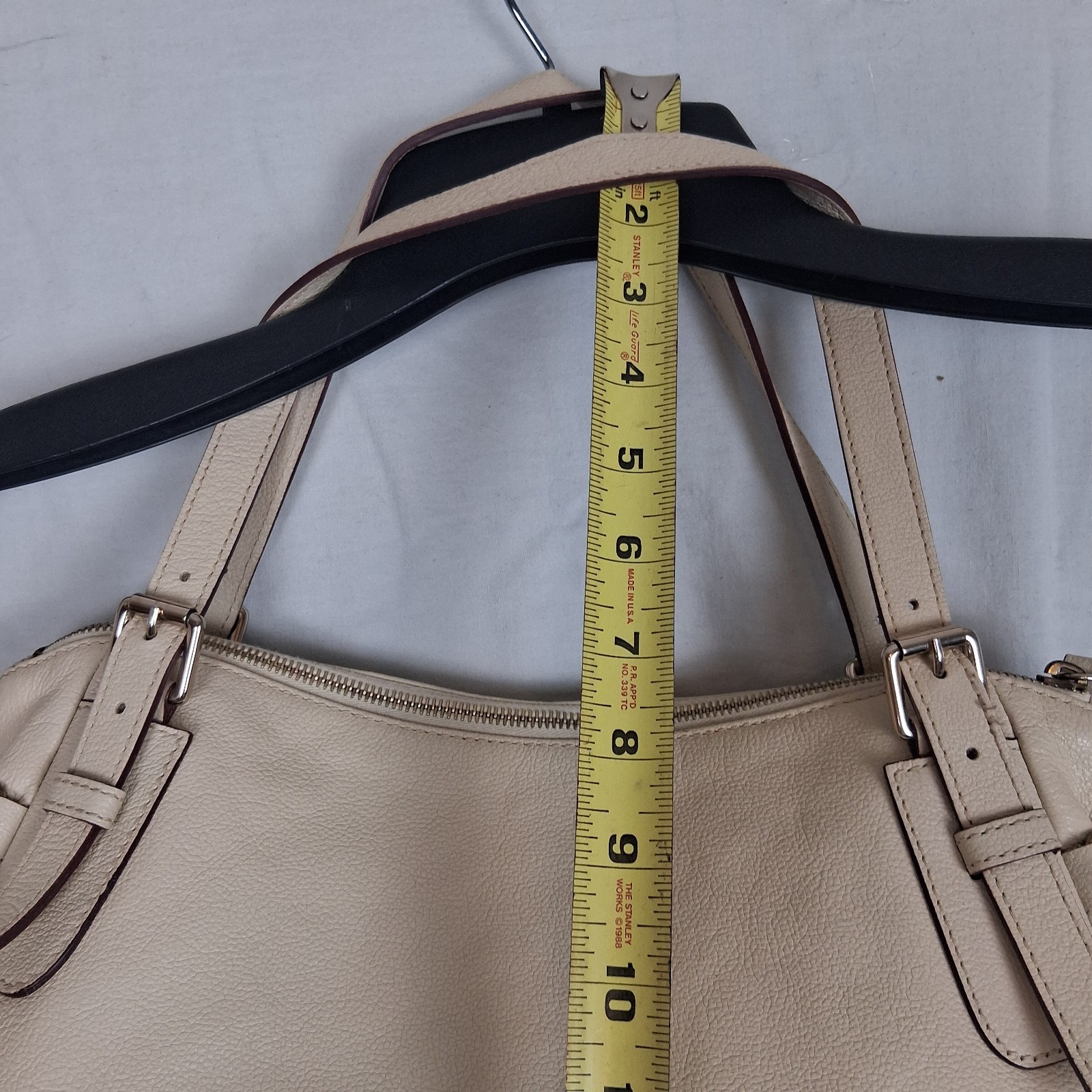 Dooney & Bourke Womens Handbag Nina Pebbled Leather Tote Satchel Purse Beige