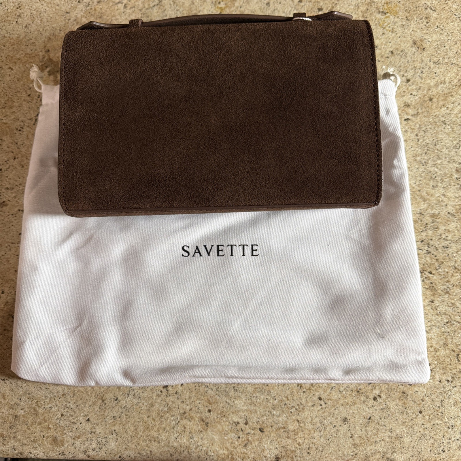 SAVETTE Symmetry Pouchette Suede Espresso Brown