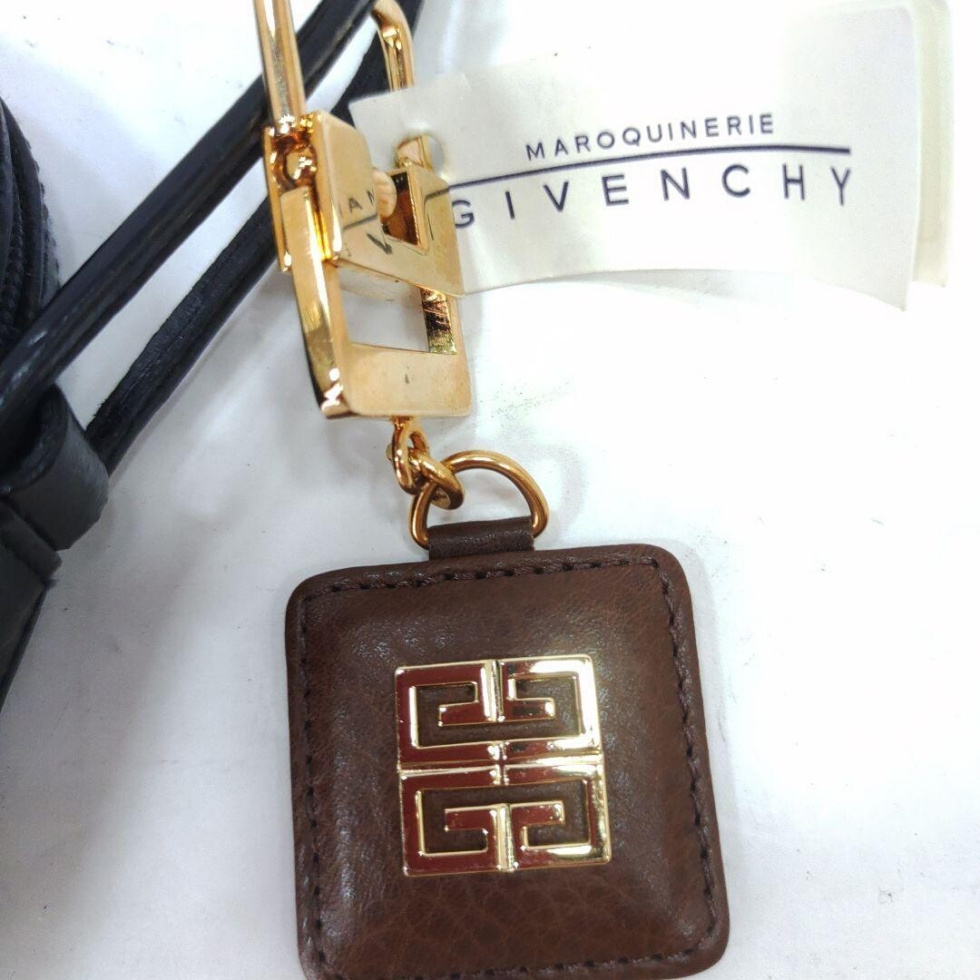 Givenchy Black Leather Shoulder Bag 4G Logo Charm Zip Pocket Women’s Pouch